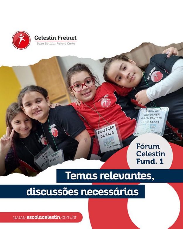 O Fórum Celestin é um projeto em formato de bate-papo desenvolvido com os alunos do Fundamental 1, trazendo temas importantes para discussões em sala de aula. Os assuntos são abordados por especialistas em suas áreas, ampliando a visão dos estudantes com informações qualificadas e na linguagem apropriada para a idade. O projeto ainda incentiva o debate construtivo, o pensamento crítico, a capacidade de dialogar e o respeito às opiniões alheias.
