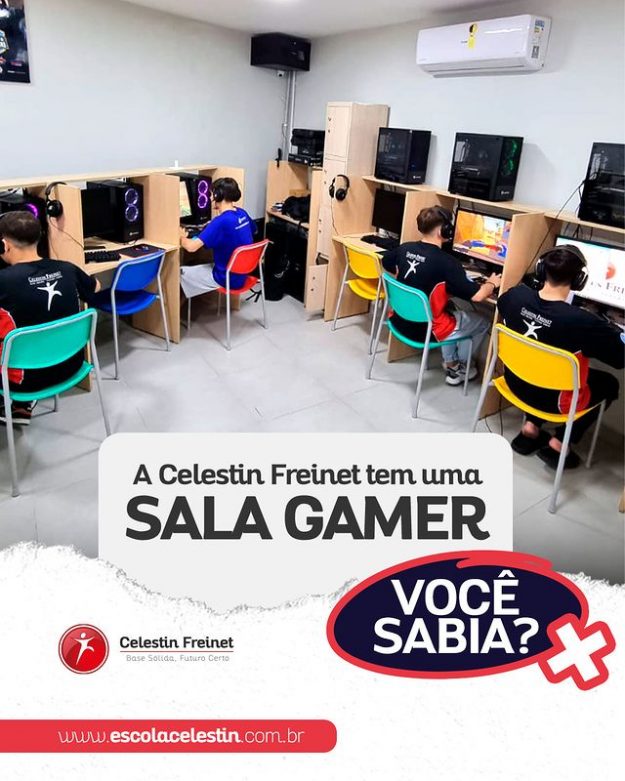 Sala Gamer na Celestin Freinet: controle de acesso, autorização prévia dos responsáveis e espaço climatizado