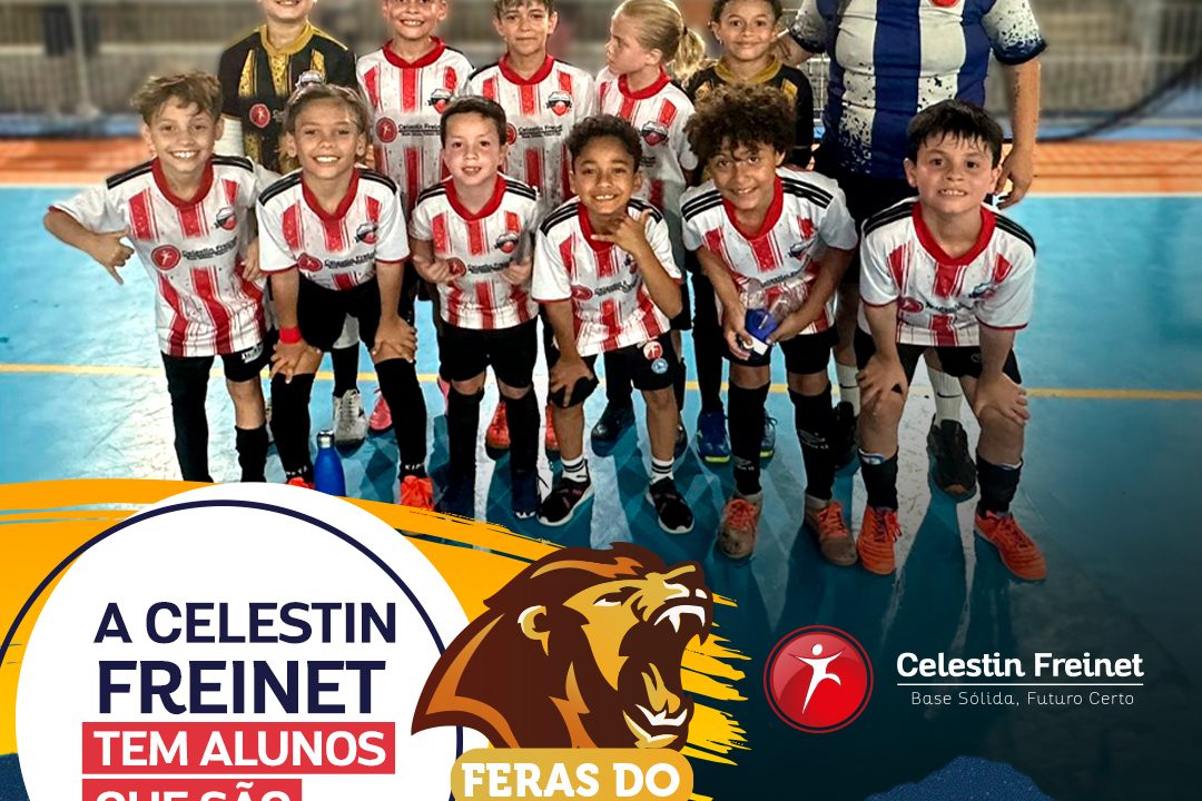 O incentivo à prática de esportes na Celestin Freinet respeita as escolhas dos alunos pelas modalidades, sempre com foco nos benefícios que a atividade física promove. Além dos torneios interclasses, os estudantes também participam de campeonatos locais e regionais de futsal, vôlei e handebol, com destaque para o empenho e a dedicação nas disputas. Traga seu filho para ser mais um Fera do Esporte!