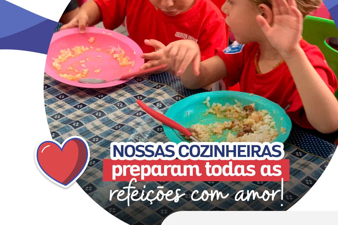 As refeições servidas aos alunos são elaboradas com prescrição da nossa nutricionista, respeitando as necessidades de cada faixa etária, restrições alimentares e alergias. Tudo é preparado pela nossa equipe de cozinheiras, sob orientação da nutricionista e com aquele sabor caseiro que conquista todos. Esse diferencial está na rotina dos alunos da Educação Infantil e dos que frequentam o período integral até o 5º ano.