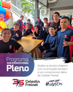 Programa Pleno Socioemocional Ajudar os alunos a lidarem com as emoções também é um compromisso diário da Celestin Freinet Formar um aluno vai muito além do desenvolvimento acadêmico. É também ajudá-lo a compreender suas emoções, fortalecer sua autoestima, desenvolver empatia e construir relações saudáveis. Por isso, contamos com o Programa Pleno, uma proposta de educação socioemocional que acompanha nossos estudantes em diferentes fases do desenvolvimento, promovendo habilidades essenciais para a vida. Com atividades planejadas e adequadas a cada faixa etária, os alunos aprendem a reconhecer suas emoções e evitar conflitos. Essas competências refletem diretamente no ambiente escolar, favorecendo a aprendizagem, a convivência e o desenvolvimento integral de cada estudante. Preparar para o futuro também significa formar pessoas mais conscientes, resilientes e emocionalmente preparadas para os desafios da vida.